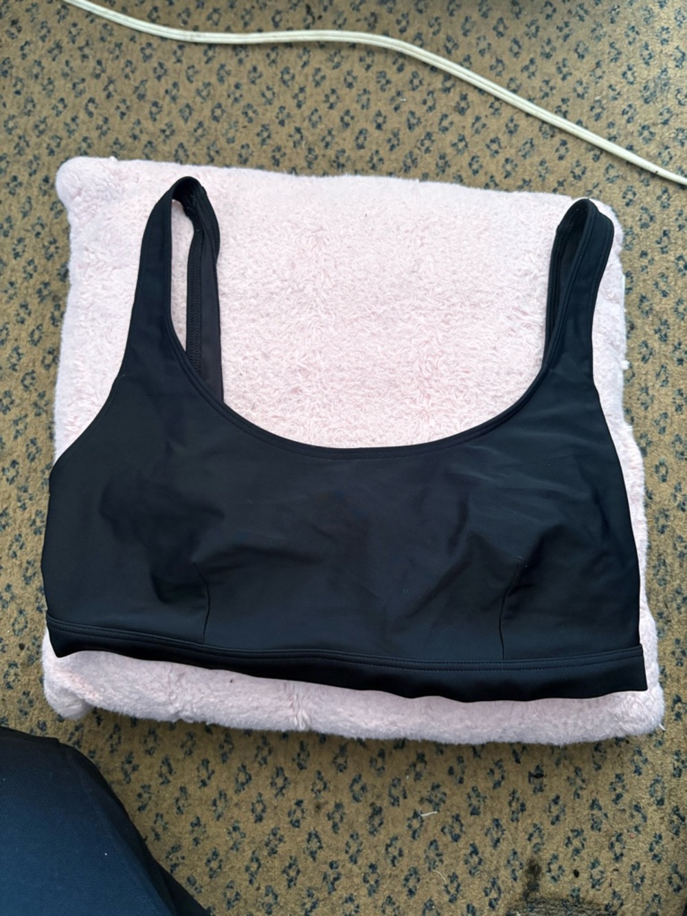 Black Seamless Scoop Neck swim top